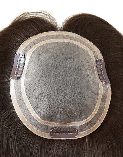 16" Hair Topper Durable 5.5"x6" European Cuticle Remy Natural Human Hair Toupee for Women