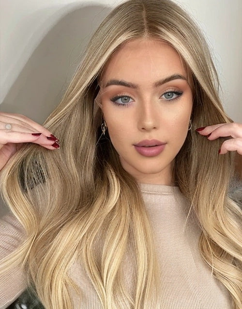 Ruka-Dirty Blonde Highlights Loose Wavy 13x6 Deep Part Lace Wigs 100% Real Human Hair For Caucasian Women
