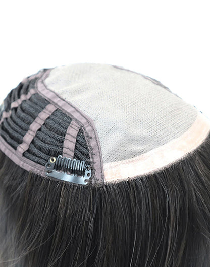 European Remy Human Hair Topper for Women 6“x7" Natural Straight Toupee Women 4 Hair Clips on Hair Pieces