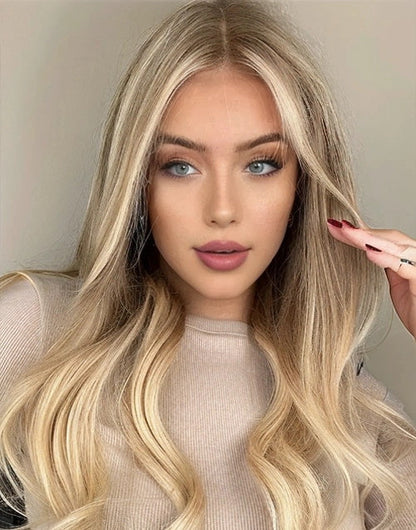 Ruka-Dirty Blonde Highlights Loose Wavy 13x6 Deep Part Lace Wigs 100% Real Human Hair For Caucasian Women