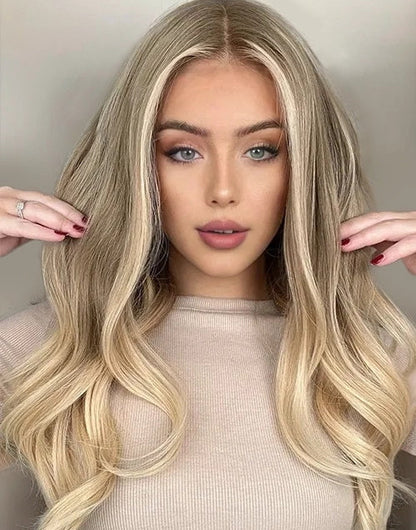Ruka-Dirty Blonde Highlights Loose Wavy 13x6 Deep Part Lace Wigs 100% Real Human Hair For Caucasian Women