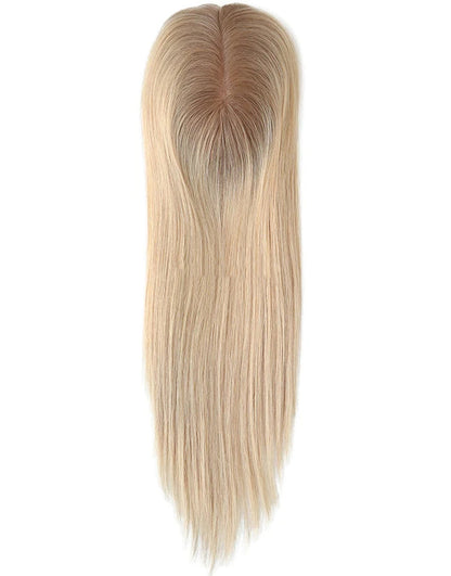 15" Hair Toppers for Women Silk Top Toupee Hairpiece 3 Clip In Blonde Hair Capillary Prosthesis for White Women