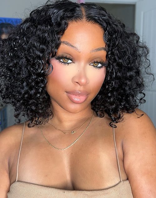 14" Sprial Curl 5x6 Bob Glueless Wig Pre Cut Lace