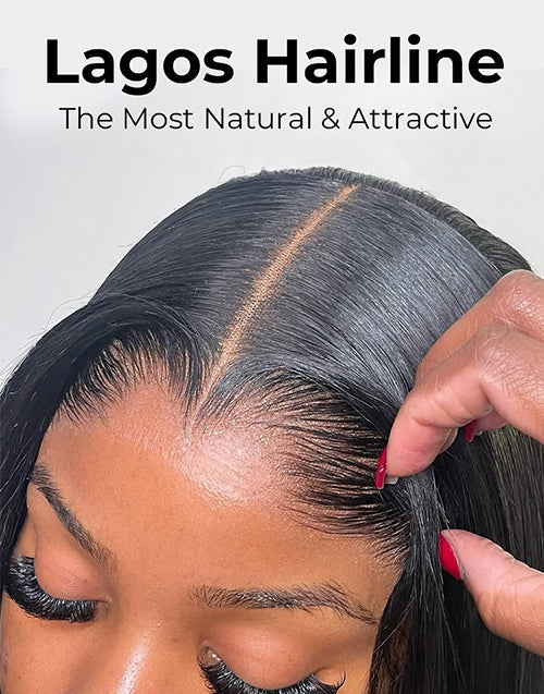 Widows Peak Lagos Hairline M Shaped Hairline Straight 13x5 Pre Cut Lace Front Wig