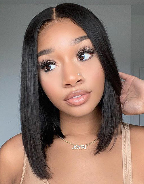 Elvira- Glueless HD Lace Pre cut 13x4 Short Blunt Cut Bob Lace Wig 4x4 Brazilian Remy Straight Hair Wigs