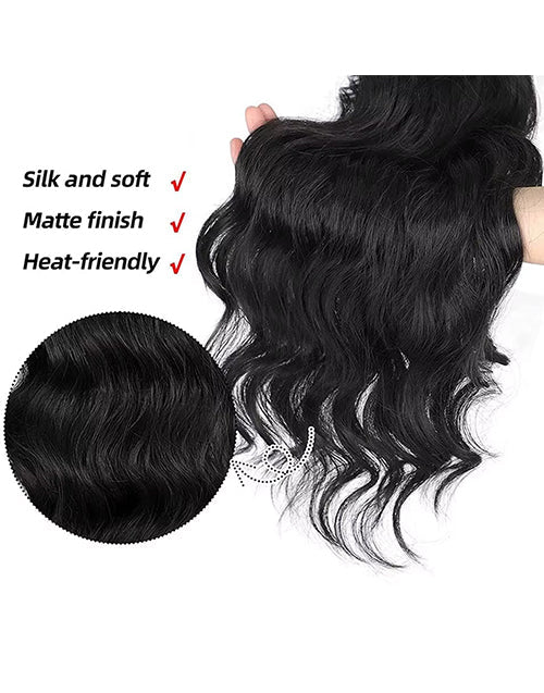 Body Wave Real Human Hair Ponytail Extension Wrap Around Long Clip in Wavy Ponytail Hair Extensions for Women