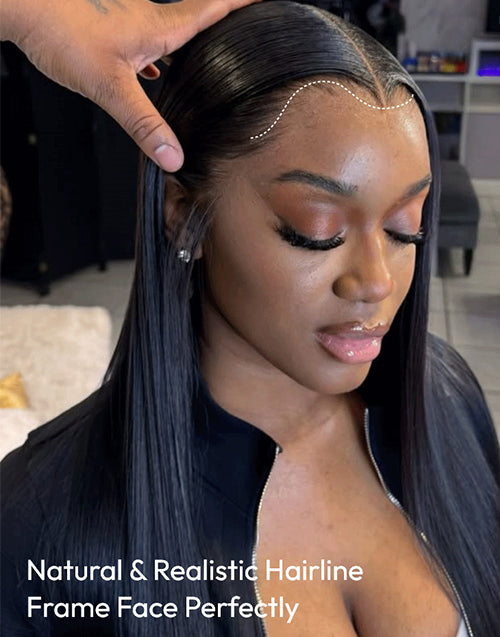 Widows Peak Lagos Hairline M Shaped Hairline Straight 13x5 Pre Cut Lace Front Wig