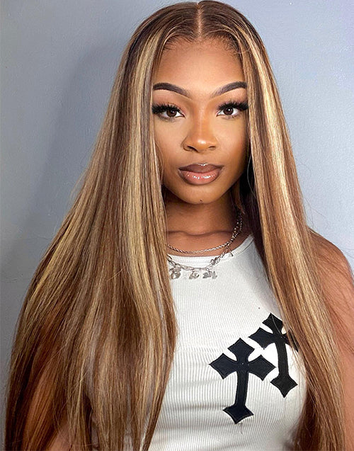 TP4/27 Balayage Brown Straight 7X5 Pre Cut Lace Wig [Medium Cap]