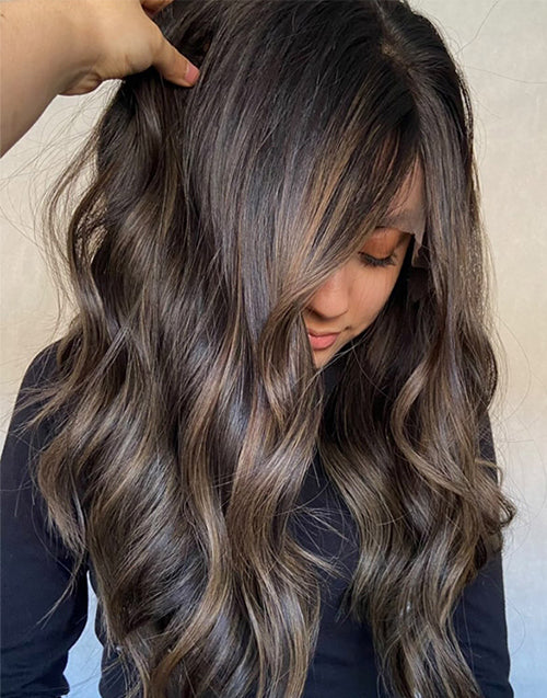 Brik-Wavy Hazelnut Brown With Blonde Highlights Lace Front Wigs Long Wig Side Part