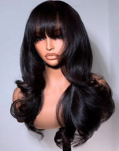Wynn- Glueless Pull Go Wig Butterfly Style Wig With Bangs Loose Wavy Wig Pre Cut Lace Wig