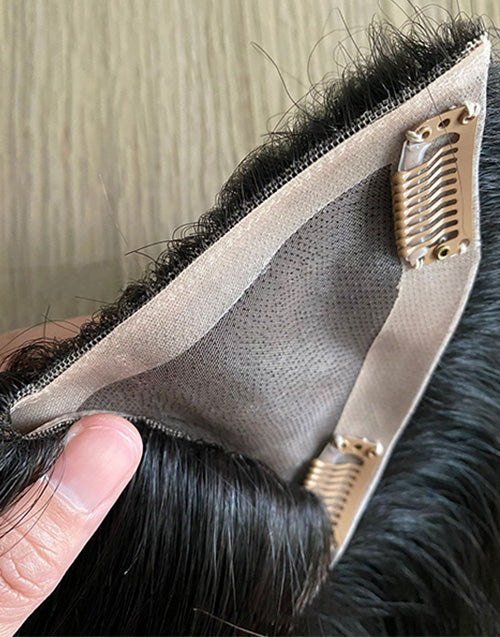 15" x 17" V part Mono Topper Stock Mono Silk Base Human Hair Toppers For Thinning Hair Women Clips In Human Hair Toupee