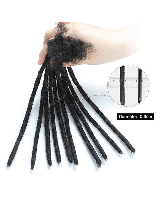 #613 Human Hair Dreadlocks 4C Instant Permanent Locs Extensions Afro Dreads 0.6cm (8-18 Inch)
