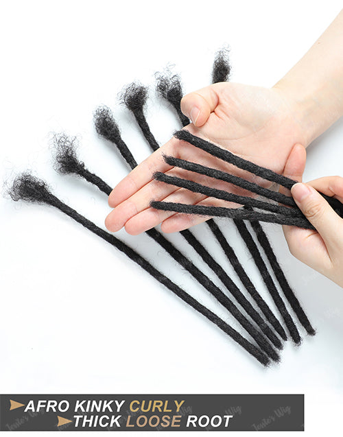 #613 Human Hair Dreadlocks 4C Instant Permanent Locs Extensions Afro Dreads 0.6cm (8-18 Inch)