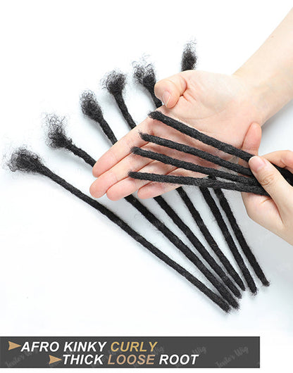 #613 Human Hair Dreadlocks 4C Instant Permanent Locs Extensions Afro Dreads 0.6cm (8-18 Inch)