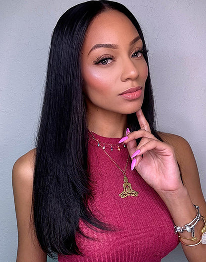 Layer Cut Straight Wig Pre Cut Lace Glueless Wig [Medium Cap]