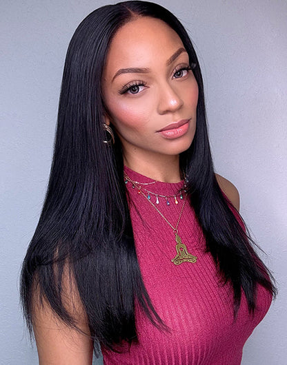 Layer Cut Straight Wig Pre Cut Lace Glueless Wig [Medium Cap]