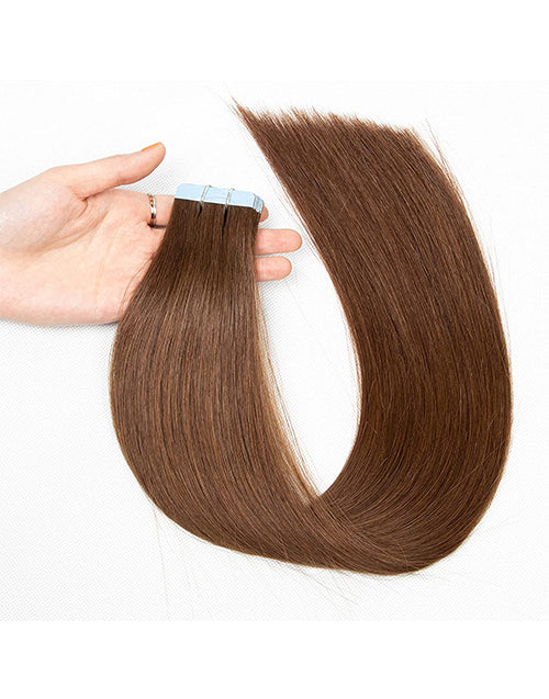 Tape in Dark Brown Straight Human Hair Extensions #4