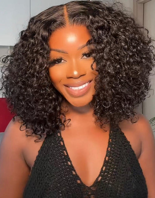 14" Sprial Curl 5x6 Bob Glueless Wig Pre Cut Lace
