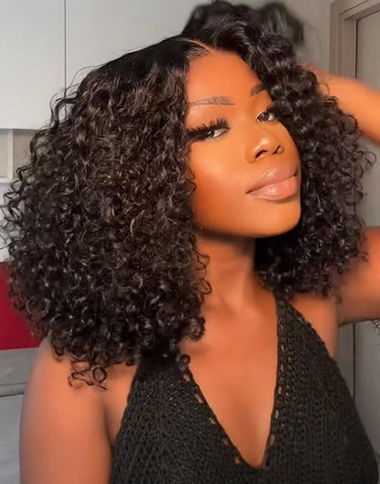 14" Sprial Curl 5x6 Bob Glueless Wig Pre Cut Lace