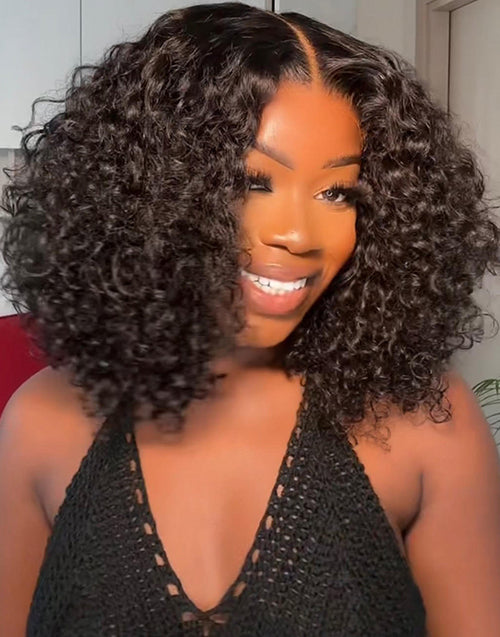 14" Sprial Curl 5x6 Bob Glueless Wig Pre Cut Lace