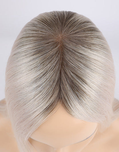T7/White Mono Top 3"X5" 5.5"X6" Human Hair Topper For Women Thinning Hair Or Hair Loss