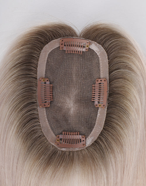 T7/White Mono Top 3"X5" 5.5"X6" Human Hair Topper For Women Thinning Hair Or Hair Loss