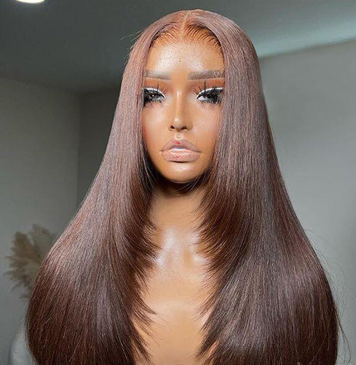 Brown 9x6 Pre Cut Lace Straight Wig