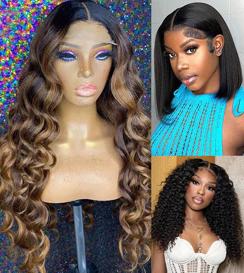 12" TP4/27 Loose Deep 4x4 Lace Wig+12" Deep Wave 13x4 Lace Wig+8" Bob Straight 13x4 Lace Wig Flash Deal