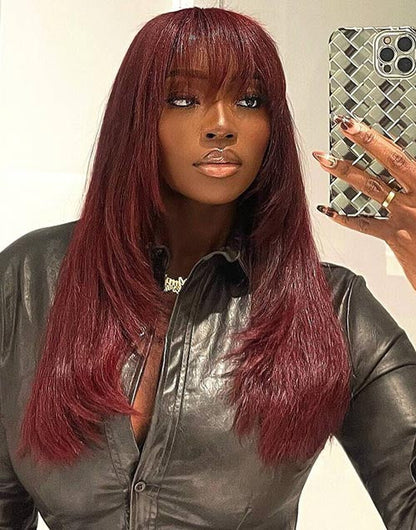Gina- Face Framing Layered Wig With Air Bangs Pre Everything 7X5 Partingmax Glueless Wigs
