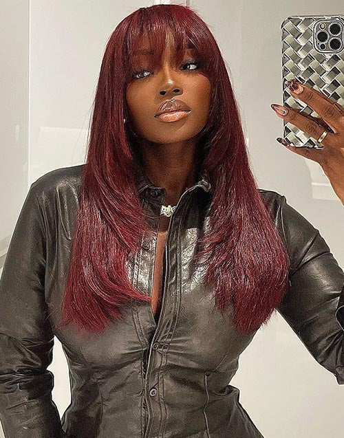 Gina- Face Framing Layered Wig With Air Bangs Pre Everything 7X5 Partingmax Glueless Wigs