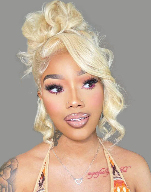 Anara- Upgrade 360 Skin Lace With Invisi Strap Blonde 613 Body Wave Updo Look Glueless Wig Human Hair Wig