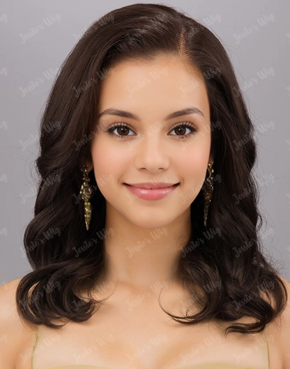 Ruth- 13X4 Dark Brown  Wavy Bob Lace Front Human Hair Wigs