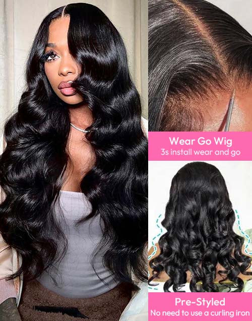 Lark- Glueless Pull Go Wig Body Wave Wig Skip Hairstylist Pre Cut Upgraded 6x5 Lace