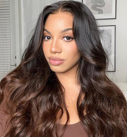 18" Ombre Brown Body Wave Wig 13x5 Pre Cut Lace