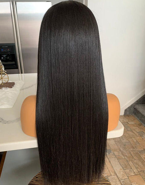 Sabina- Straight 13x5 Pre Everything Wig With Bangs Natural Black/Brown Glueless Human Hair Wig