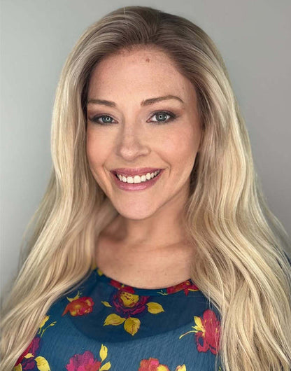Lily-Ombre Light Ash Blonde Wavy Hair 13x4 Lace Front Wig With Dark Roots Glueless Lace Wigs