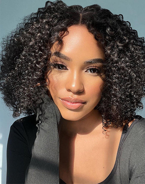 Curly Bob Lace Wig Glueless Wig Human Hair [Medium Cap]