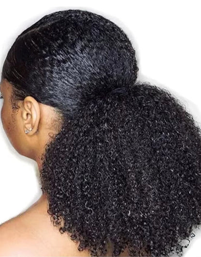 Afro Kinky Curly Hair Ponytail Extensions Clip in Drawstring Ponytail Human Hair Extensions