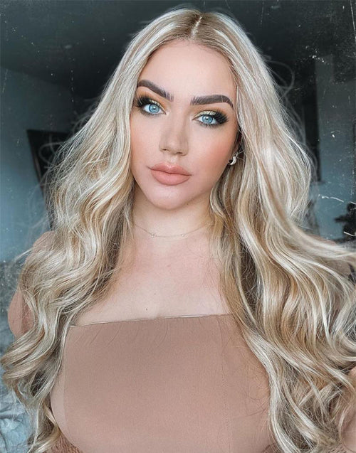 Hina-Healthy Ash Brown & Platinum Blonde Mix 13X4 Deep Part Lace Front Real Human Hair Wigs TP8/60