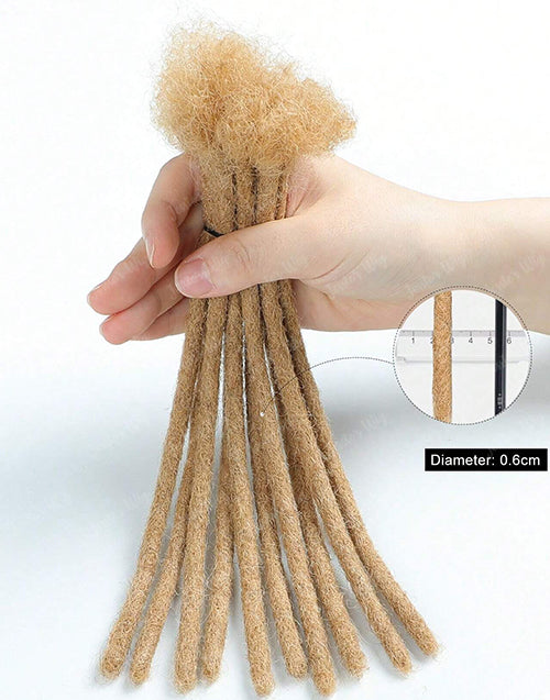 #613 Human Hair Dreadlocks 4C Instant Permanent Locs Extensions Afro Dreads 0.6cm (8-18 Inch)