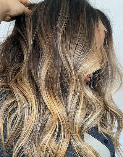 Brua-Golden Blonde Brunettes Balayage Wavy 13x4 5.5x5.5 Lace Human Hair Glueless Wigs
