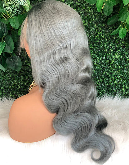 Moli-Sliver Grey 13x6 Lace Body Wave Lace Front Glueless Human Hair Wig