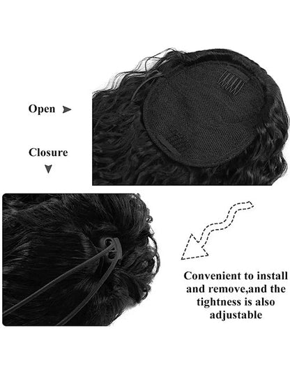 Deep Wave Drawstring Ponytail Real Human Hair Ponytail Clip In Extensions