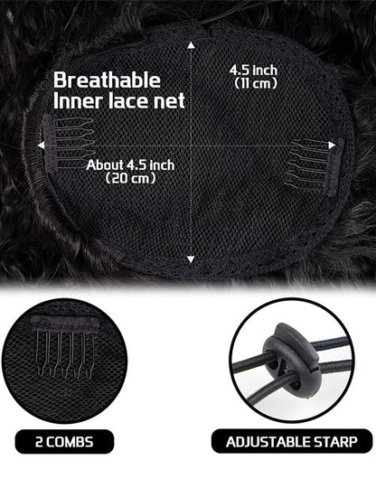 Curly Drawstring Ponytail Human Hair Ponytails Clip In Hair Extensions For Daily Cosplay 1 Piece