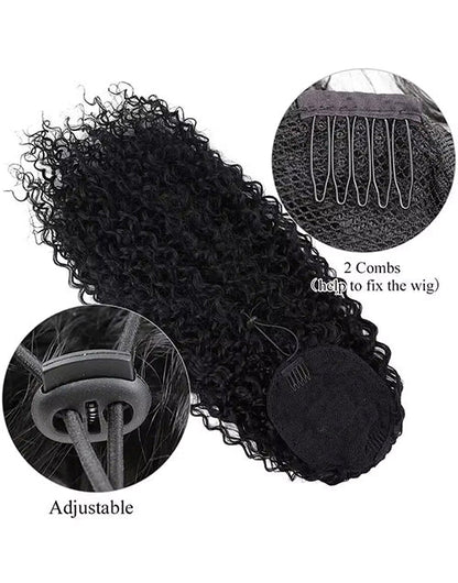 Curly Drawstring Ponytail Human Hair Ponytails Clip In Hair Extensions For Daily Cosplay 1 Piece