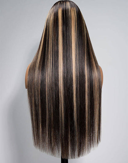 M Shaped Hairline Highlight Honey Straight 13x5 Pre Cut Lace Wig For Women