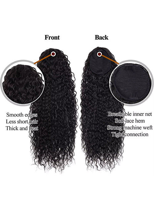 Curly Drawstring Ponytail Human Hair Ponytails Clip In Hair Extensions For Daily Cosplay 1 Piece