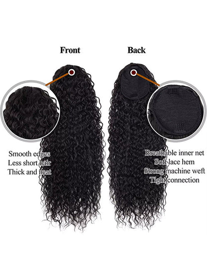 Curly Drawstring Ponytail Human Hair Ponytails Clip In Hair Extensions For Daily Cosplay 1 Piece