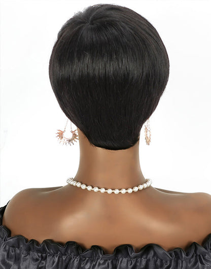 Short Bob Straight Pixie Cut Full Machinemade Wig With Bangs