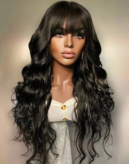 Cara- Pre Everything Glueless 13x5 Body Wave Lace Front Wig With Bangs Crystal HD Pre Cut Lace Human Hair Wig